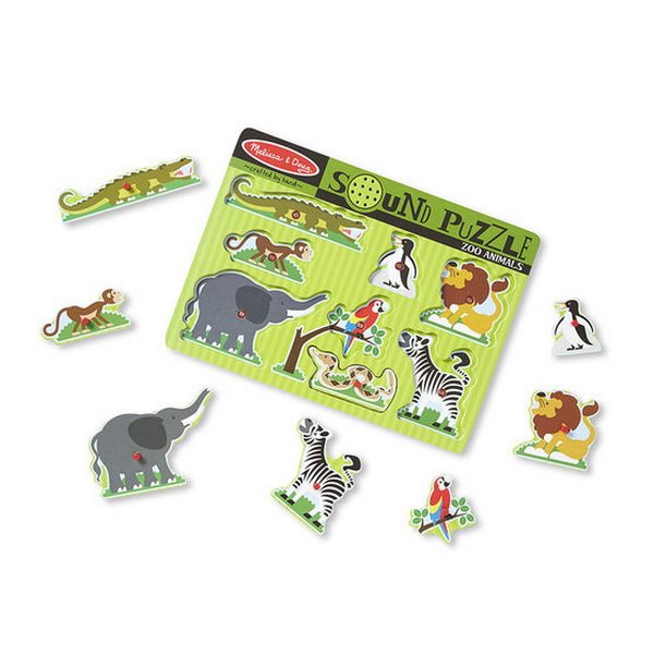 Melissa & Doug - Drevené puzzle so zvukmi - ZOO