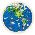 Goki Obojstranné drevené puzzle Zemeguľa, 57 dielikov