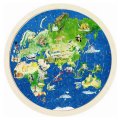 Goki Obojstranné drevené puzzle Zemeguľa, 57 dielikov
