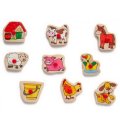 Woody Pečiatkové puzzle Domáce zvieratá, 9 ks
