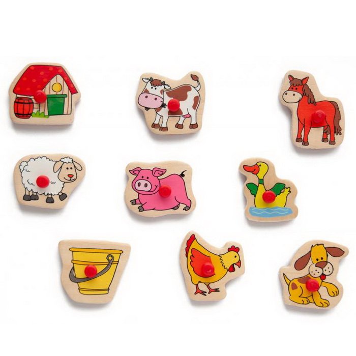 Woody Pečiatkové puzzle Domáce zvieratá, 9 ks