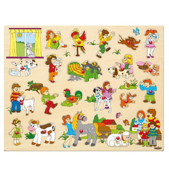 Woody Maxi vkladacie puzzle rodina, 21 ks