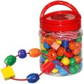 Bigjigs Toys Drevené navliekacie korálky, 90 ks