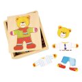 Bigjigs Toys Drevené obliekacie puzzle v krabičke - Pán Medveď