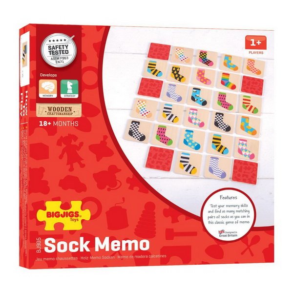 Bigjigs Toys Ponožkové pexeso, 32 obrázkov