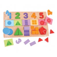 Bigjigs Toys Veľká doska s vkladaním - Čísla, farby, tvary