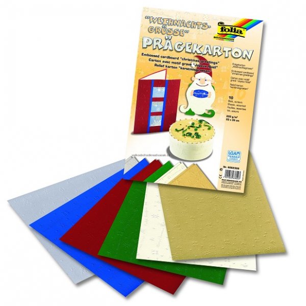 Folia reliéfny kartón Vianoce A4+, 220g 10ks
