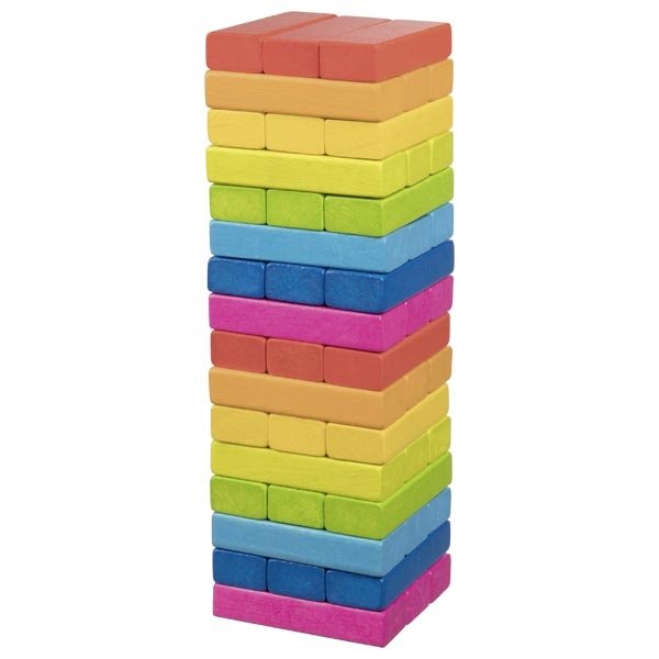 Goki Dúhová drevená veža Jenga, 48 ks