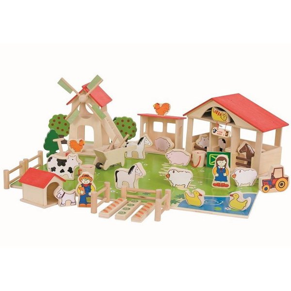 Bigjigs Toys Veľká drevená farma