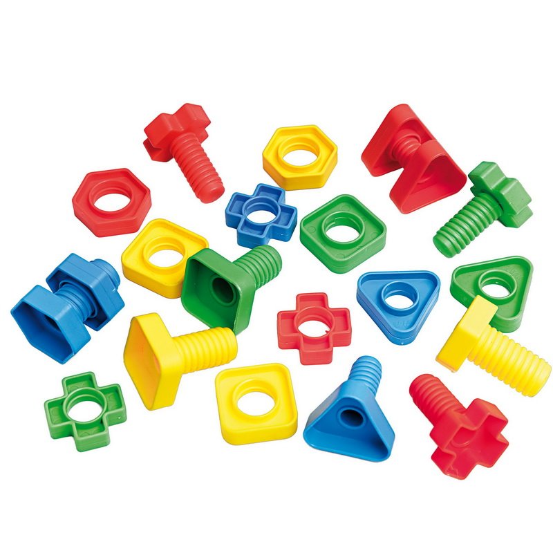 Školská plastová 3D stavebnica Skrutky a matice, 64 ks