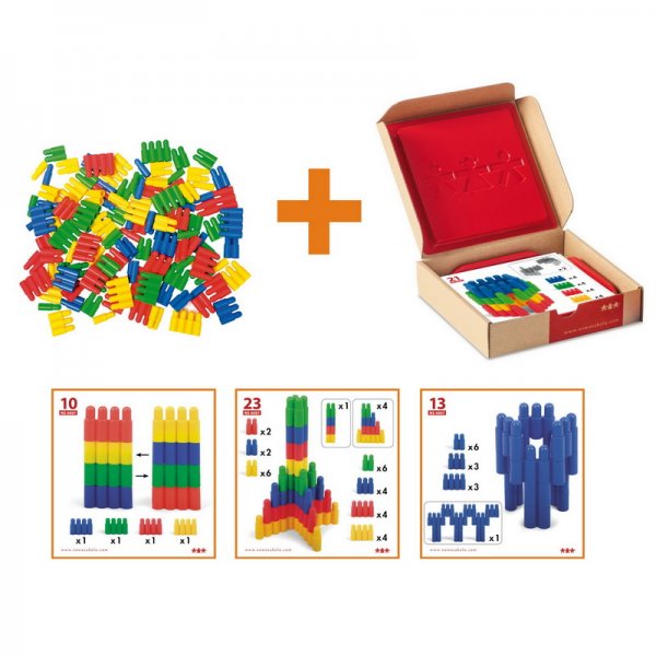 Školská plastová 3D stavebnica Trubičky, 120 ks + pracovné karty, 24 ks