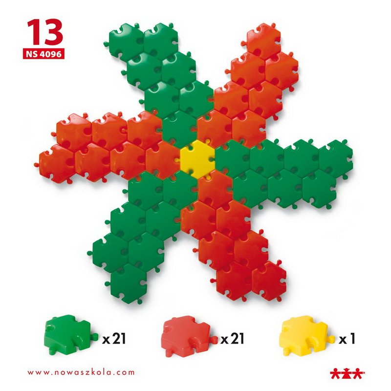 Pracovné karty pre plastovú 2D stavebnicu Šesťuholníky, 24 ks