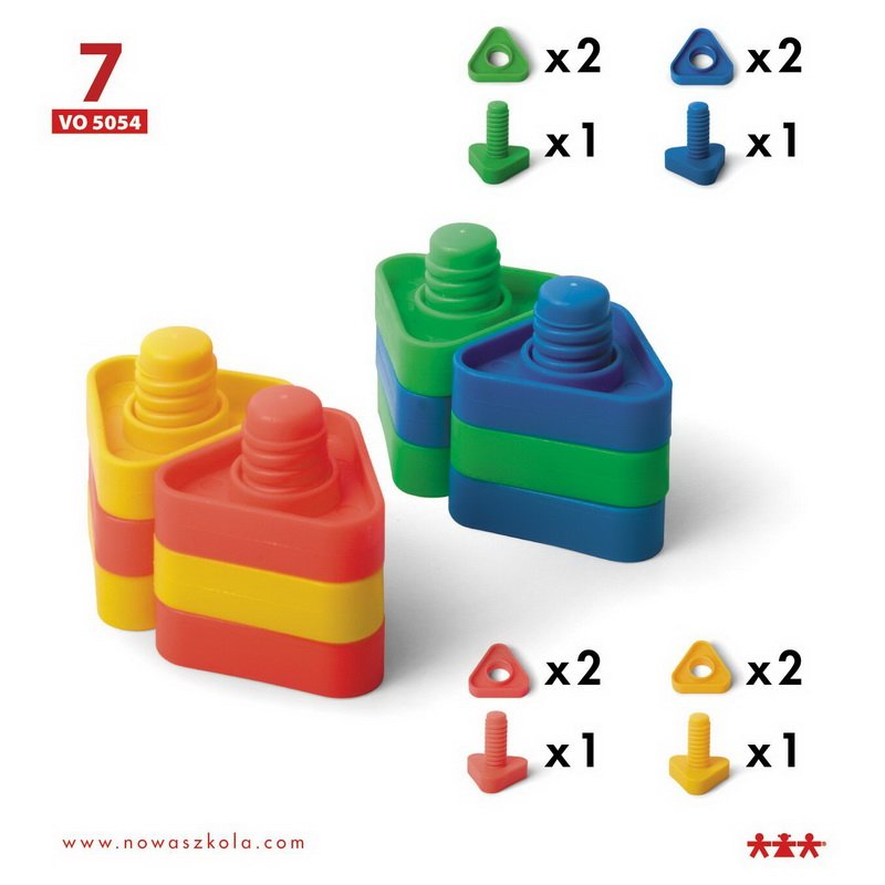 Pracovné karty pre plastovú 3D stavebnicu Skrutky, 24 ks