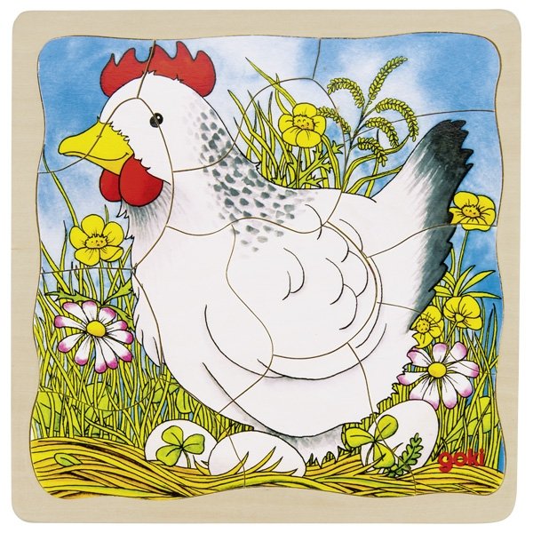 Goki Viacvrstvové puzzle Sliepka, 44 dielikov