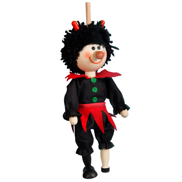 Bábka na tyči bez nití Čert, 20 cm