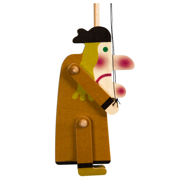 Drevoplošná bábka Ježibaba, 15 cm