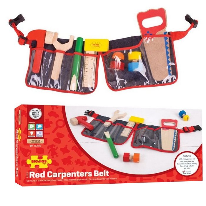 Bigjigs Toys Drevené náradie na opasku, 10 ks
