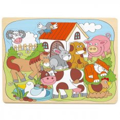 Woody Puzzle Domáce veselé zvieratká, 10 dielikov