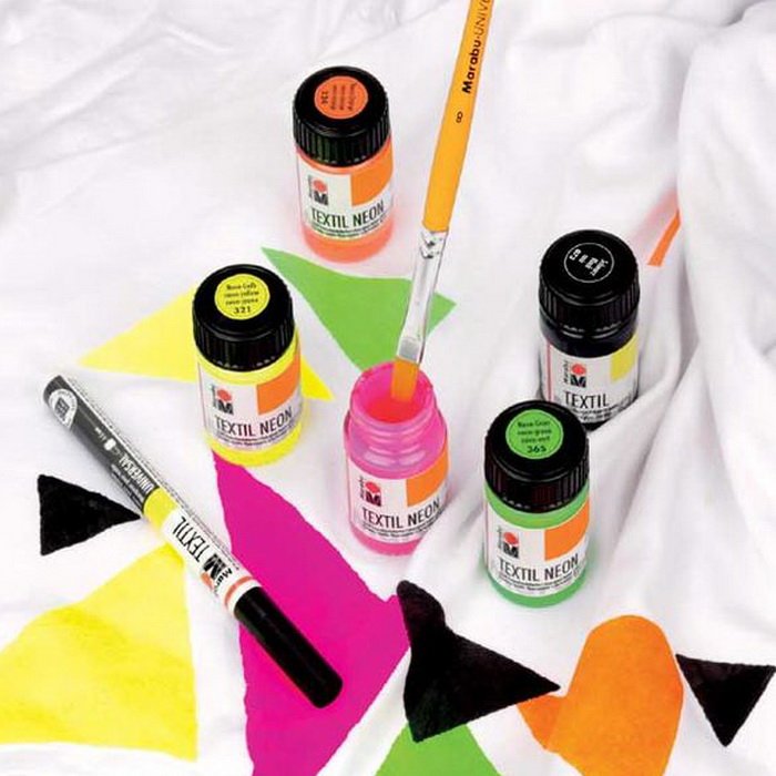 Marabu Farby na textil Neon, sada 4 x 15 ml