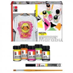 Marabu Farby na textil Neon, sada 4 x 15 ml