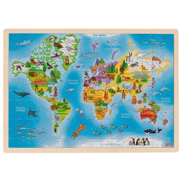 Goki Drevené puzzle Mapa sveta, 192 dielikov