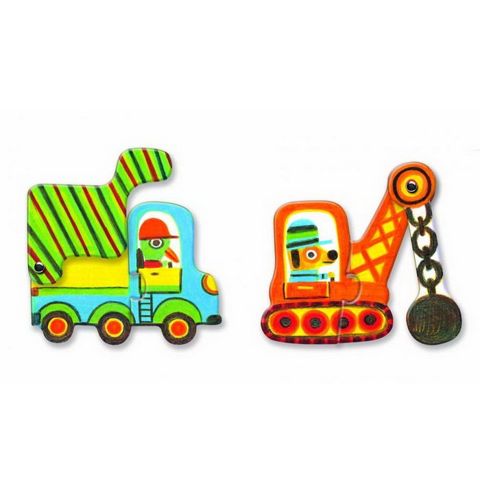 Djeco Puzzle duo Pohyblivé vozidlá, 6v1