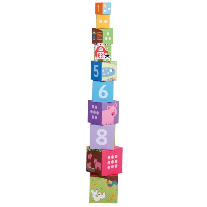 Bigjigs Toys Drevené didaktické kocky Farma, 10 ks