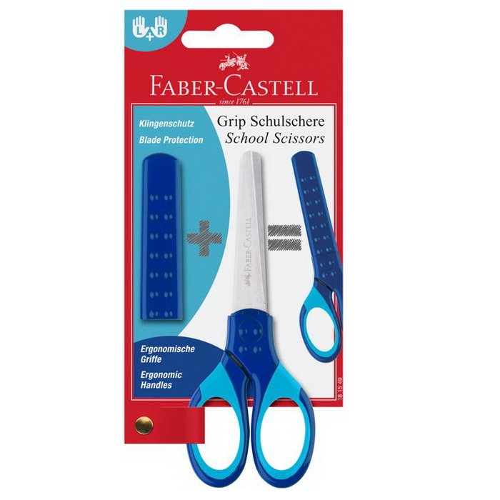 Faber Castell Nožnice Grip s krytom modré, 13 cm