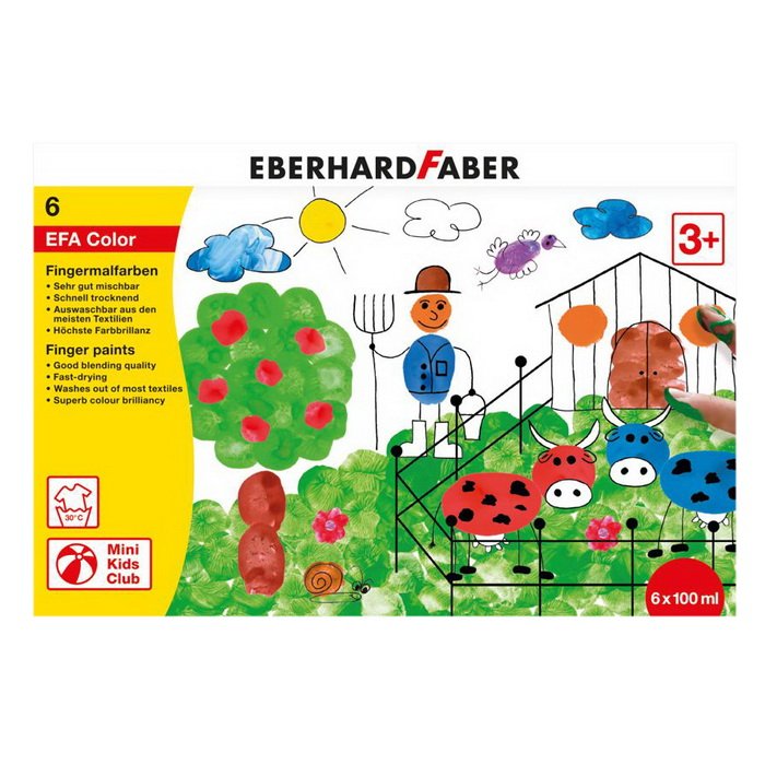 Eberhard Faber Prstové farby základné, 6 x 100 ml
