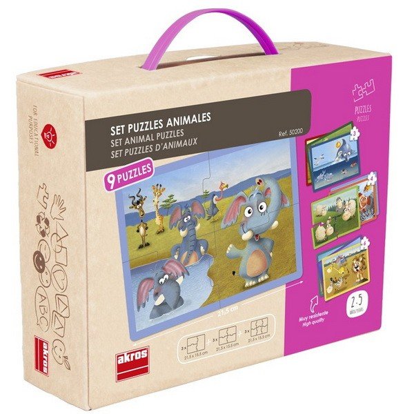 Školská sada Akros puzzle zvieratká, 9v1