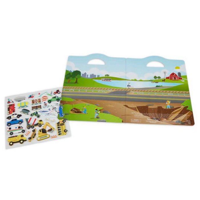 Melissa & Doug - Zošit s adhéznymi samolepkami Dopravné prostriedky, 32+
