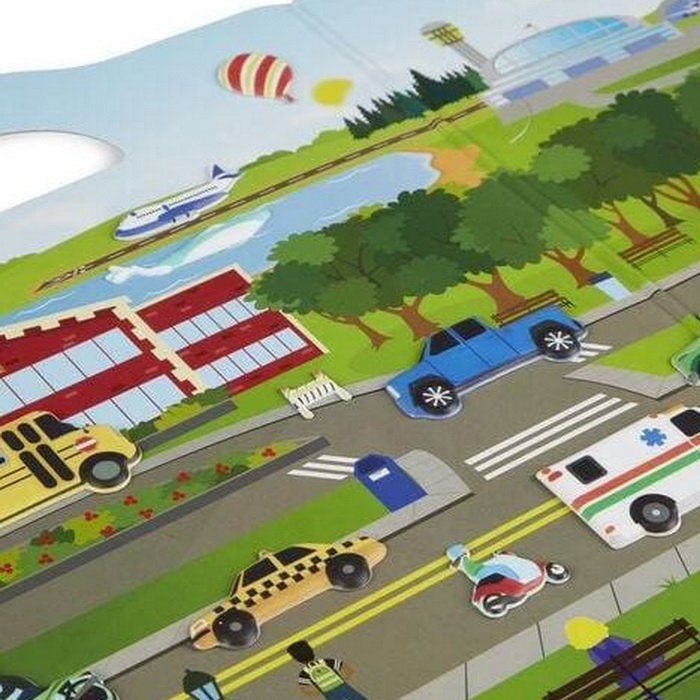 Melissa & Doug - Zošit s adhéznymi samolepkami Dopravné prostriedky, 32+
