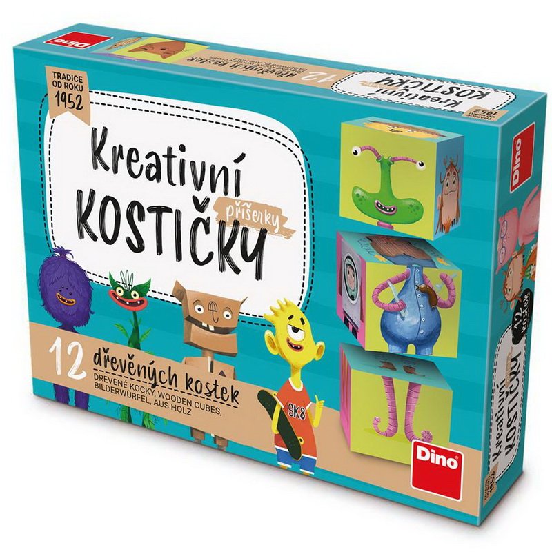 Dino Drevené kreatívne kocky Príšerky, 4x3