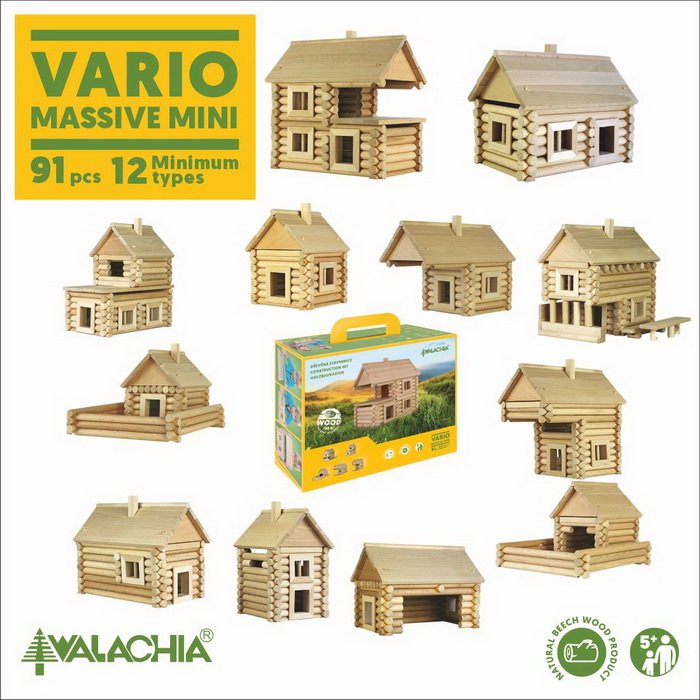 Walachia drevená stavebnica VARIO Massive mini 91, 12 modelov