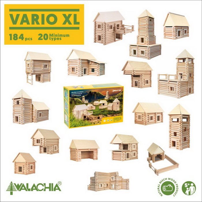Walachia drevená stavebnica VARIO XL 184, 20 modelov
