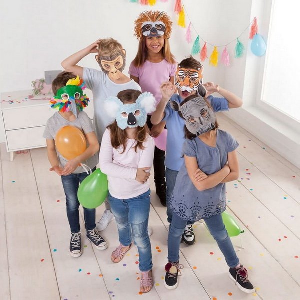 Folia Papierové masky Exotické zvieratá, 6 ks