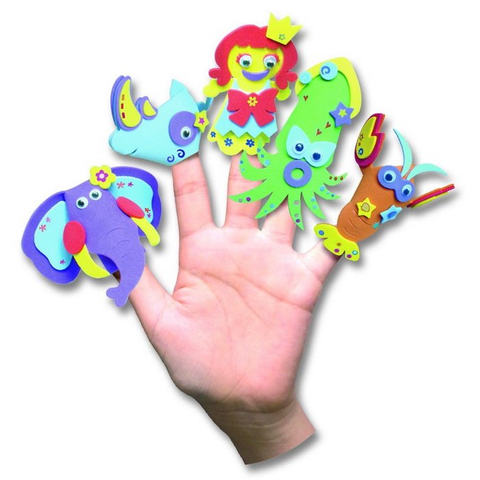 Folia Prstové bábky z moosgummi, sada 61 dielikov