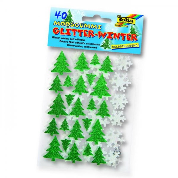 Folia Moosgummi samolepky Zimné motívy, 40 ks