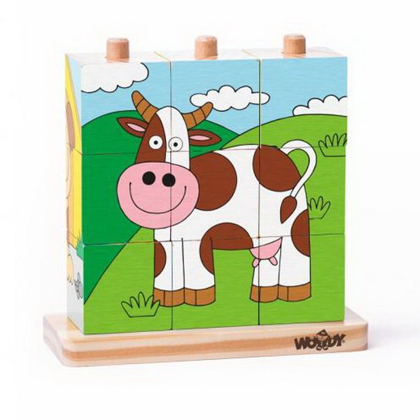 Woody Kubus nasúvací so zvieratkami, 3x3