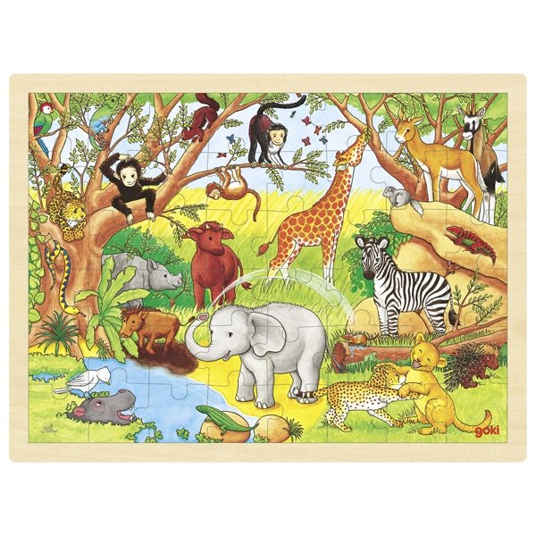 Goki Drevené puzzle Afrika, 48 dielikov