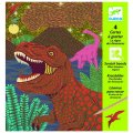 Djeco Vyškrabávacie obrázky Doba dinosaurov, 4 ks