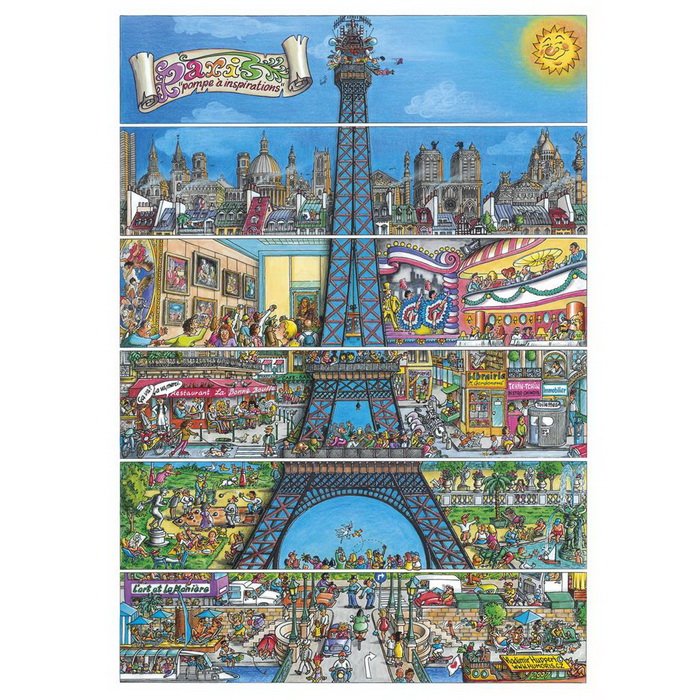 Dino Puzzle Kreslená Eiffelova vež, 500 dielikov