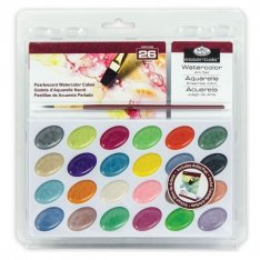 R&L Aquarelové farby perleťové, 24 ks + štetec a papier