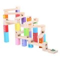 Bigjigs Toys Drevená farebná guličková dráha, 53 dielikov