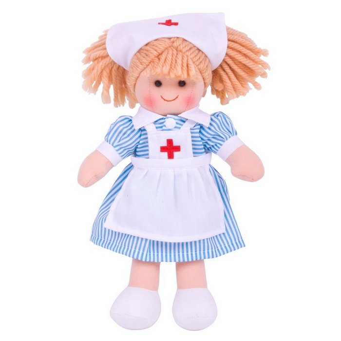 Bigjigs Toys Látková bábika Zdravotná sestrička Nancy, 28 cm