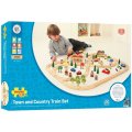 Bigjigs Toys Vláčiková dráha - Mesto a dedina, 101 ks