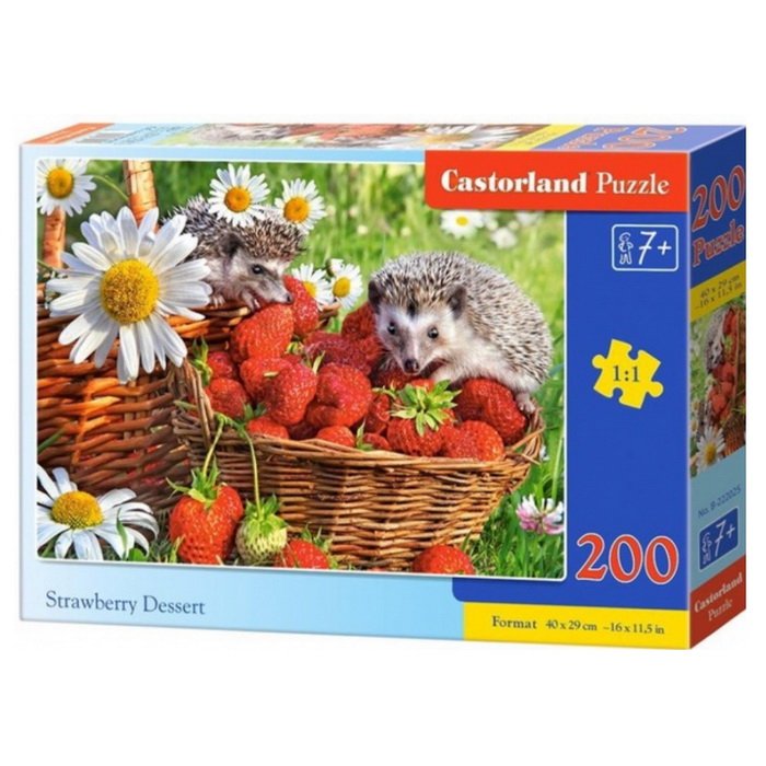 Castorland Puzzle Ježkovia v jahodách, 200 dielikov
