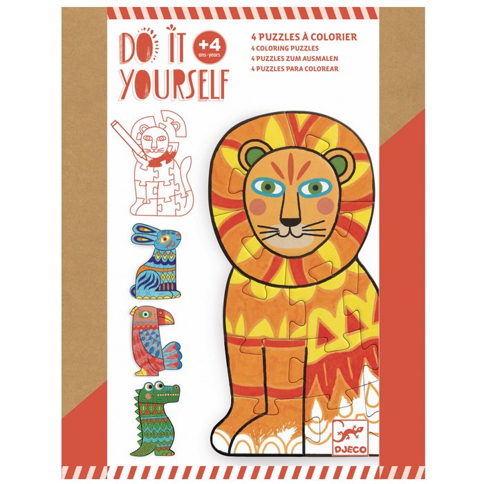 Djeco Vyfarbi si puzzle Animocolour, 4v1
