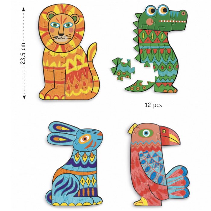 Djeco Vyfarbi si puzzle Animocolour, 4v1