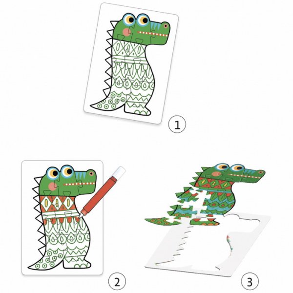 Djeco Vyfarbi si puzzle Animocolour, 4v1